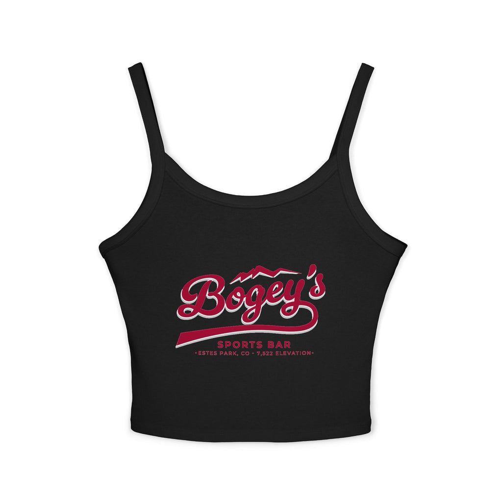 Womens Crop Spaghetti T | Black and White