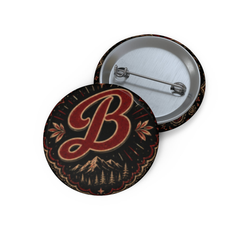 Monogram 'B' Vintage Forest Pin Button