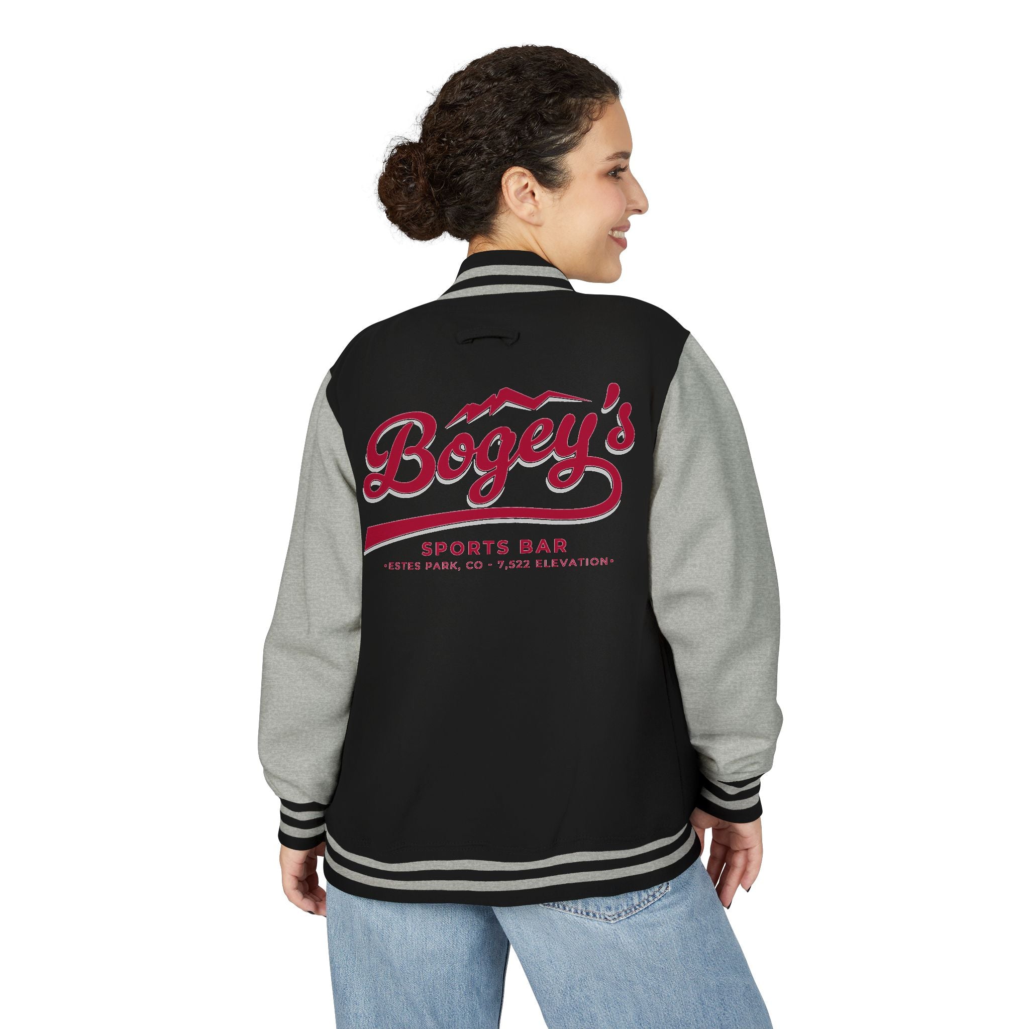 Unisex Letterman Jacket | Baseball Logo Varsity Jacket | Available in Black/White and Black/Heather Gray