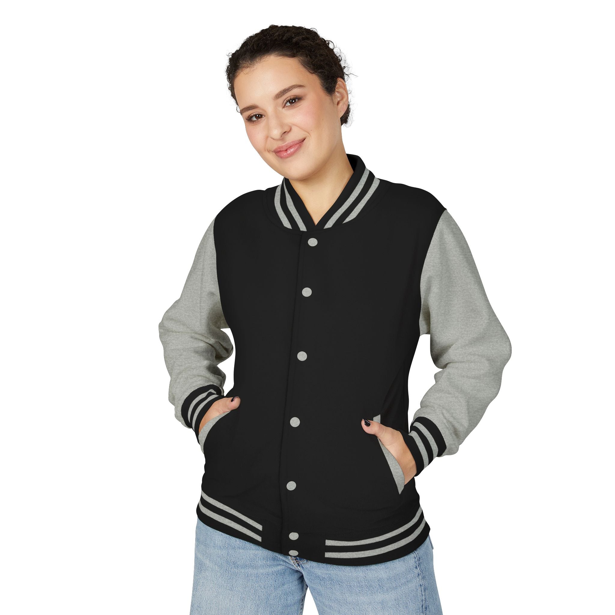 Unisex Letterman Jacket | Baseball Logo Varsity Jacket | Available in Black/White and Black/Heather Gray