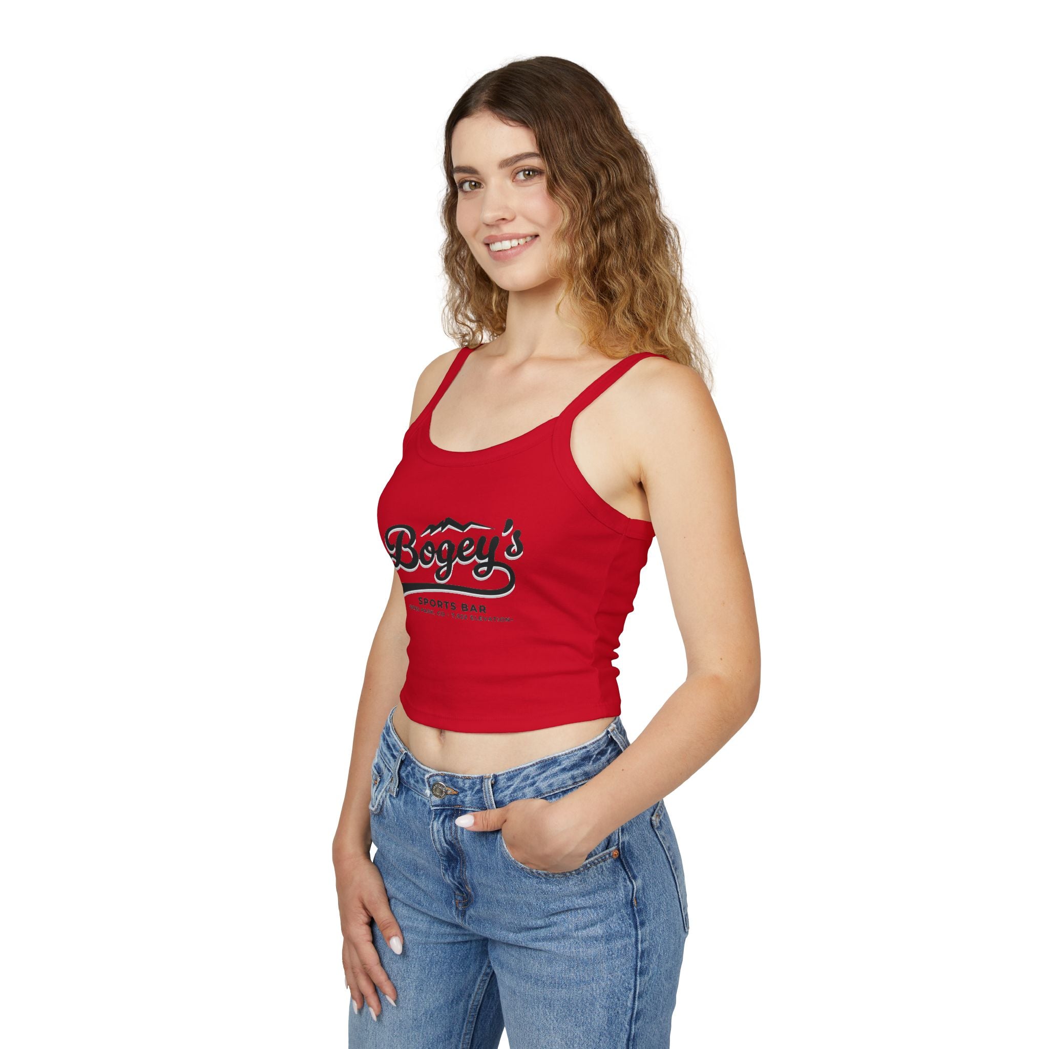 Women's Crop Spaghetti T | Red