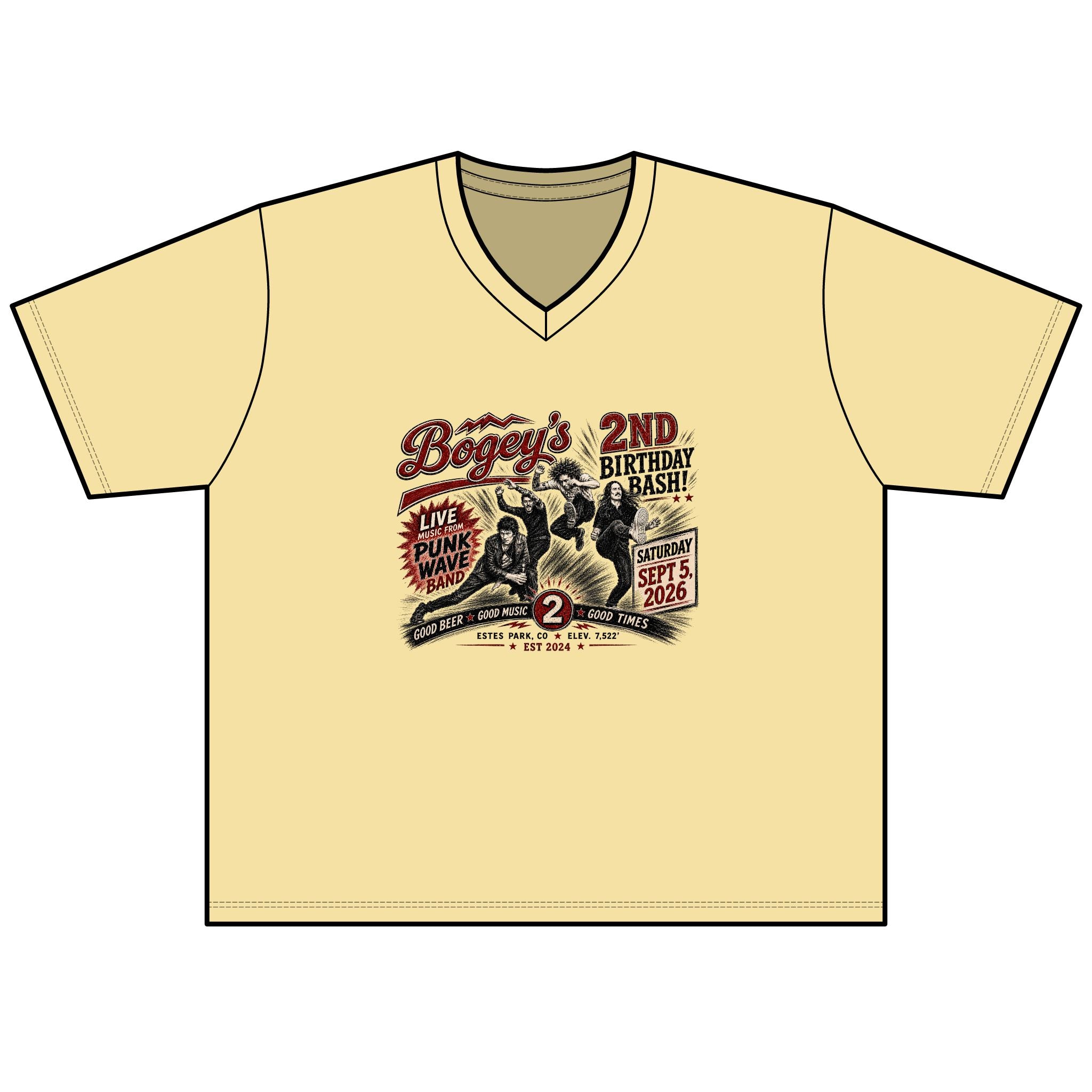 2nd Birthday Bash  V-Neck Tee — "Beast's 2nd Birthday" Graphic Shirt