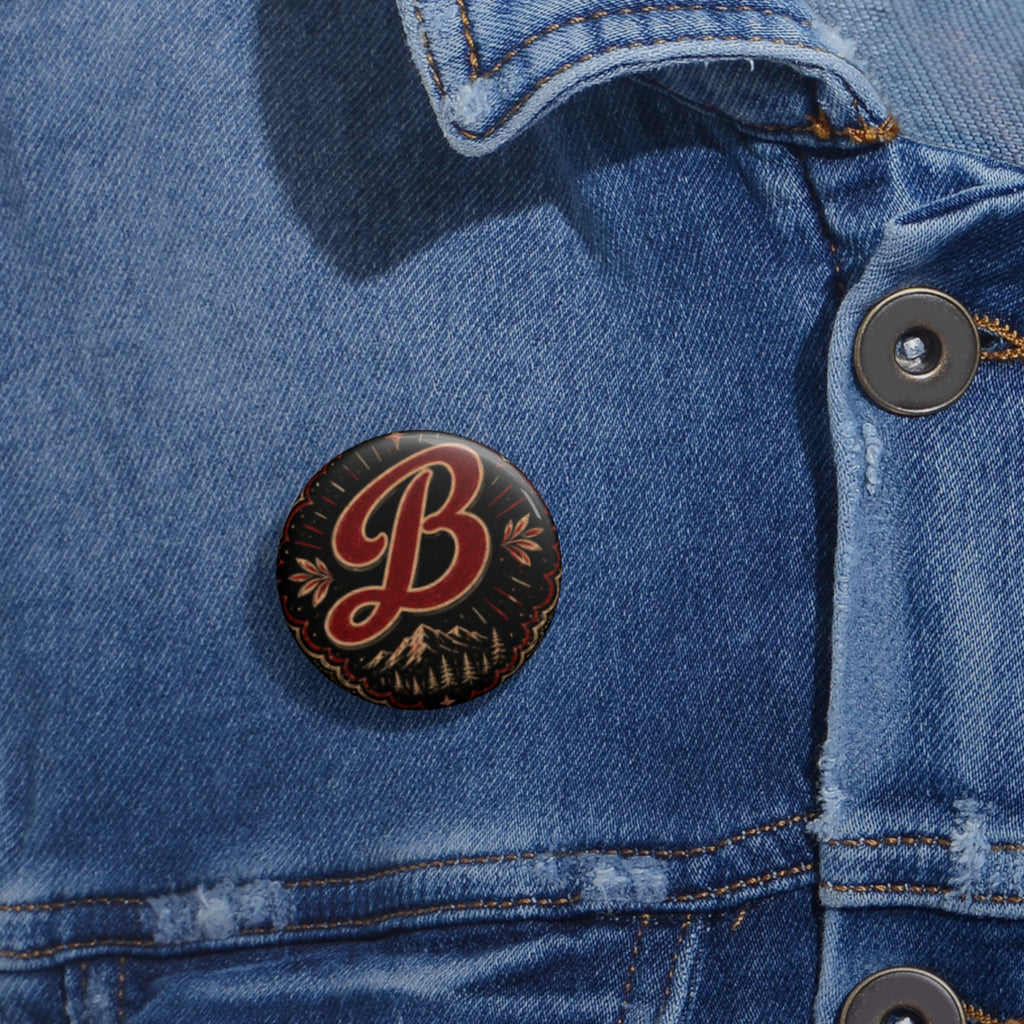 Monogram 'B' Vintage Forest Pin Button