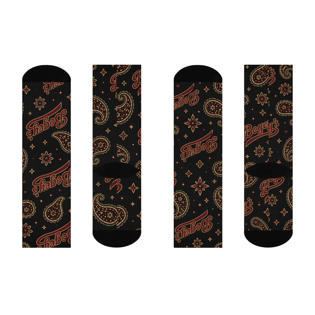 Paisley ‘Boozy’s’ Cushioned Crew Socks — Retro Bandana Pattern