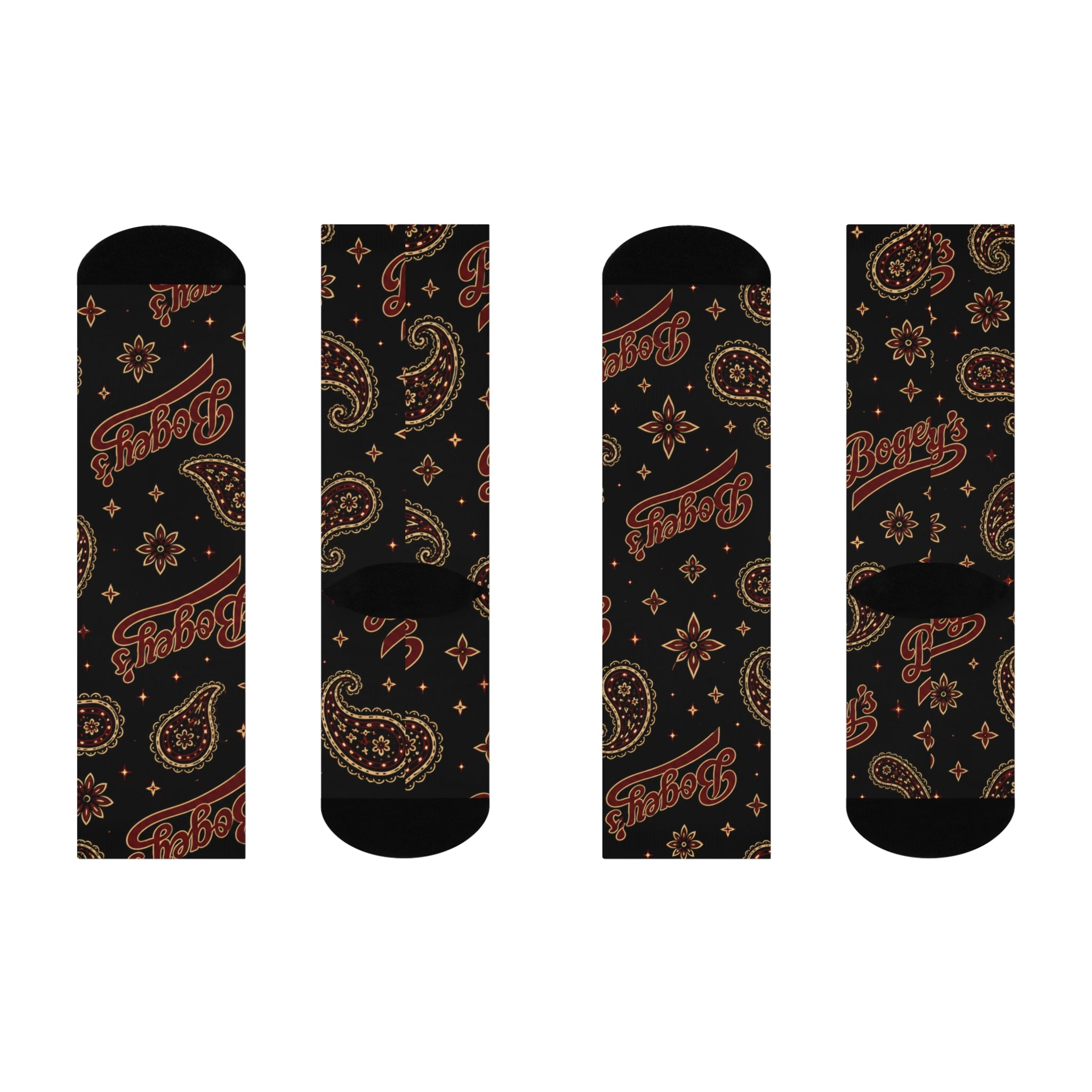 Paisley ‘Boozy’s’ Cushioned Crew Socks — Retro Bandana Pattern