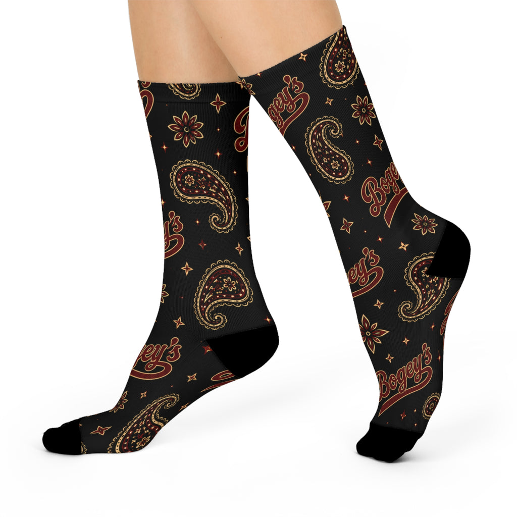 Paisley ‘Boozy’s’ Cushioned Crew Socks — Retro Bandana Pattern